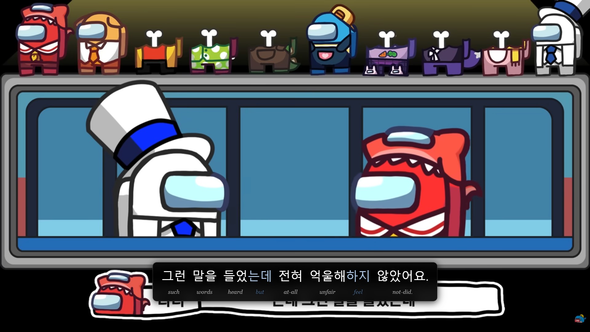 Interlign gloss overlay on a Korean video frame before mining